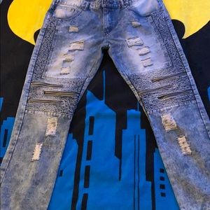 Distressed Blue Jeans